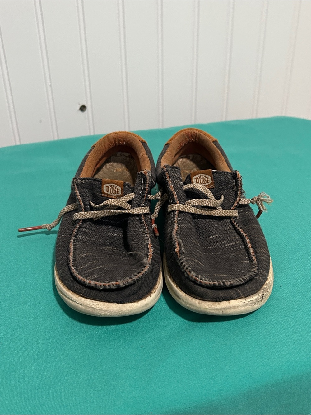 Hey Dude Kids Gray-Blue Canvas Slip-On Sneakers Sz: K10